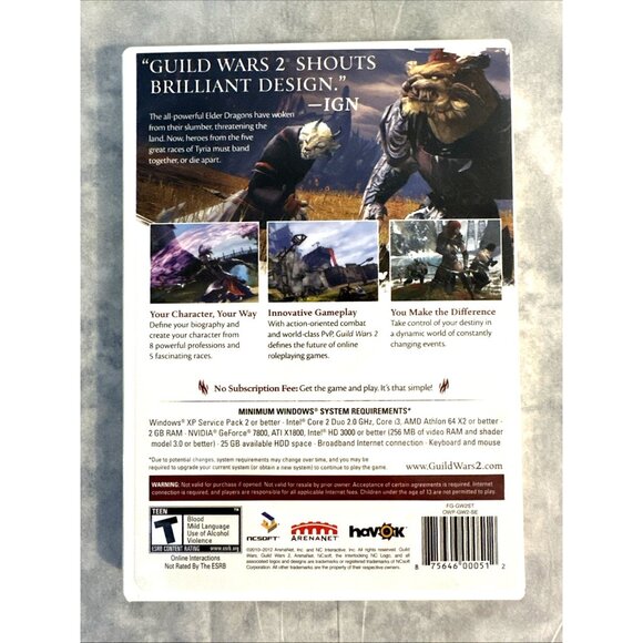 GUILD WARS 2 PC Game DVD-ROM 2 Disc Set Complete with Manual BOTH DISCS ARE MINT - Picture 2 of 5